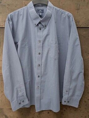 Dockers By Levi Strauss Button Down Shirt Mens XXL Blue Micro-Plaid Preppy